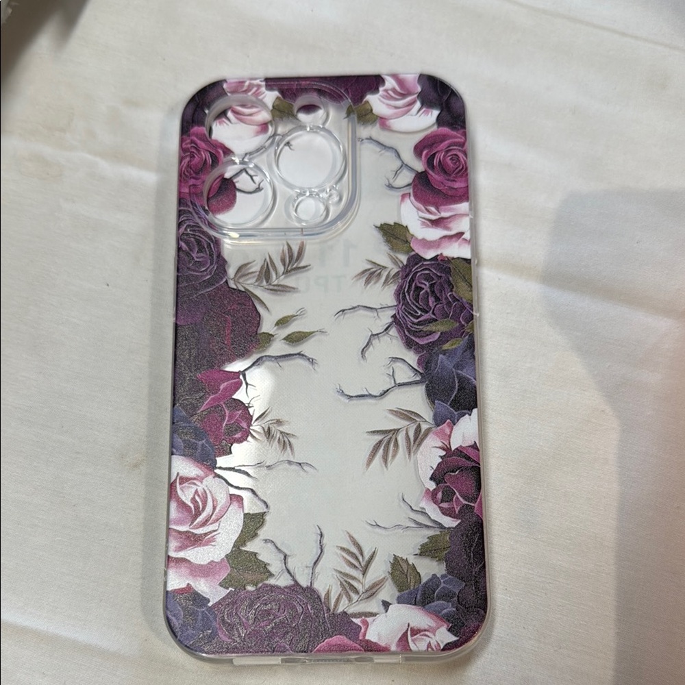 🌙 B72 - Iphone  - Floral 14plus iphone Case - Purple and Pink